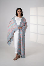 Load image into Gallery viewer, Dewy Drops Phulkari Dupatta for Women by Mystic Loom | Phulkari for online shopping | Grey Dupatta | Embroidery