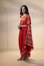 Load image into Gallery viewer, Oueen chiffon Phulkari Dupatta for women by Mystic Loom // Red Dupatta embroidery // Wedding Dupatta