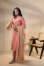 Load image into Gallery viewer, Splendid Trails Phulkari Dupatta for women by Mysticloom // Peach Pastel Organza Dupatta for Online shopping