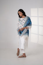 Load image into Gallery viewer, Sukoon White Kota handmade Phulkari Dupatta for women by Mysticloom // Dupatta for Online shopping // Summer