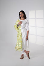 Load image into Gallery viewer, Splendid Trails Phulkari Dupatta for women by Mysticloom // Neon Pastel Organza Dupatta for Online shopping