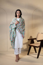 Load image into Gallery viewer, Lily Phulkari Dupatta for Women by Mystic Loom | Phulkari for online shopping | Blue Embroidery Dupatta