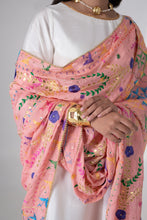 Load image into Gallery viewer, Nazakat handmade Phulkari Dupatta for women by Mystic Loom // Pink Dupatta Phulkari for online shopping