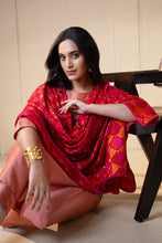 Load image into Gallery viewer, Reigning Red cotton Phulkari Dupatta for women by Mystic Loom // Wedding Dupatta // Bride