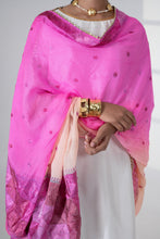 Load image into Gallery viewer, Reet pure chiffon Phulkari Dupatta for women by Mystic Loom // Pink handmade Phulkari Dupatta for online shopping