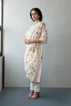 Load image into Gallery viewer, White Cream Phulkari Embroider Dupatta | Punjabi Dupatta | Summer Light Dupatta by Mystic Loom for online shopping | Women zari work dupatta
