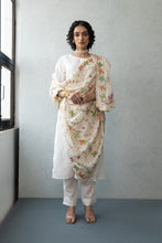Load image into Gallery viewer, White Cream Phulkari Embroider Dupatta | Punjabi Dupatta | Summer Light Dupatta by Mystic Loom for online shopping | Women zari work dupatta