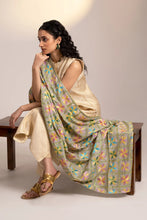 Load image into Gallery viewer, Ligh summer Phulkari dupatta online for women| Mystic Loom Grey Dupatta } Embroidery