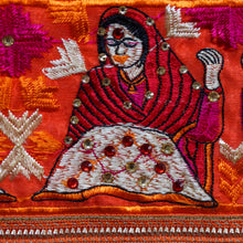 Load image into Gallery viewer, Motif chiffon Phulkari Dupatta for women by Mystic Loom // Orange Dupatta embroidery