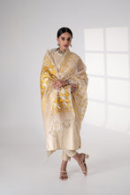 Load image into Gallery viewer, Noori handmade Phulkari Dupatta for women by Mystic Loom // Yellow kota dupatta for summer
