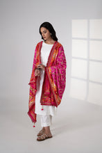 Load image into Gallery viewer, Orchid chiffon Phulkari Dupatta for women by Mystic Loom // hot Pink Dupatta embroidery // Wedding Dupatta
