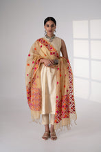 Load image into Gallery viewer, Preet handmade Phulkari Dupatta for women by Mystic Loom // Pink Orange kota dupatta for summer
