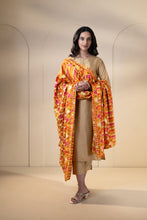 Load image into Gallery viewer, Fiery Goddess Phulkari Dupatta for Women by Mystic Loom | Cotton Dupatta | Yellow
