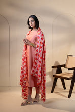 Load image into Gallery viewer, Primrose chiffon Phulkari Dupatta for women by Mystic Loom // Pink Orange
