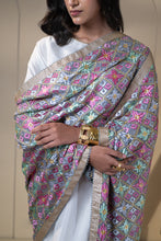 Load image into Gallery viewer, fallen Stars Phulkari Dupatta for Women by Mystic Loom | Phulkari for online shopping | Grey Embroidery Dupatta
