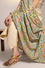 Load image into Gallery viewer, Ligh summer Phulkari dupatta online for women| Mystic Loom Grey Dupatta } Embroidery
