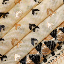 Load image into Gallery viewer, Nikhat handmade Phulkari Dupatta for women by Mystic Loom // Gold and Black kota dupatta for summer
