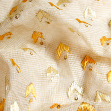 Load image into Gallery viewer, Noori handmade Phulkari Dupatta for women by Mystic Loom // Yellow kota dupatta for summer
