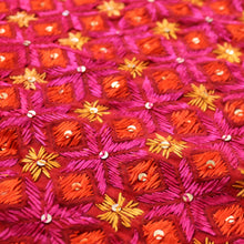 Load image into Gallery viewer, Red Handmade Phulkari Dupatta by Myticloom
